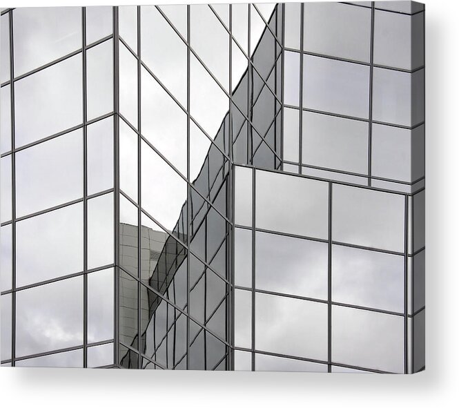 Outdoors Acrylic Print featuring the photograph Steel And Glass Building by Andrea Kennard Photography