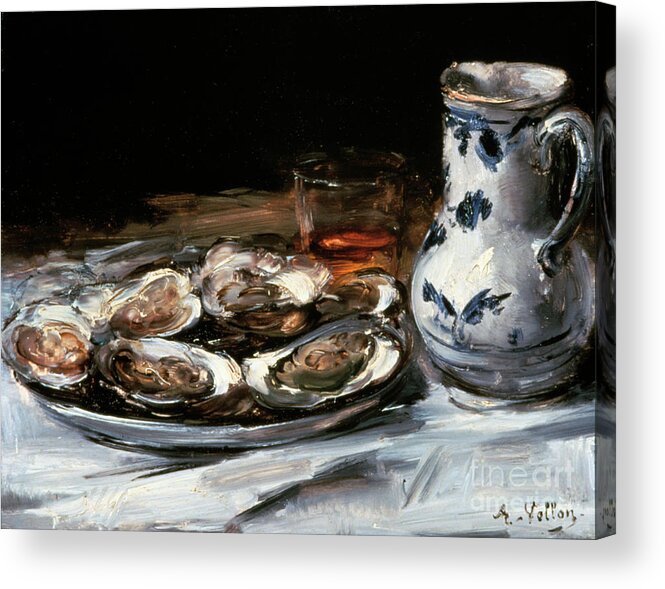 Oyster Acrylic Print featuring the drawing Still Life With Oysters, 19th Century by Print Collector