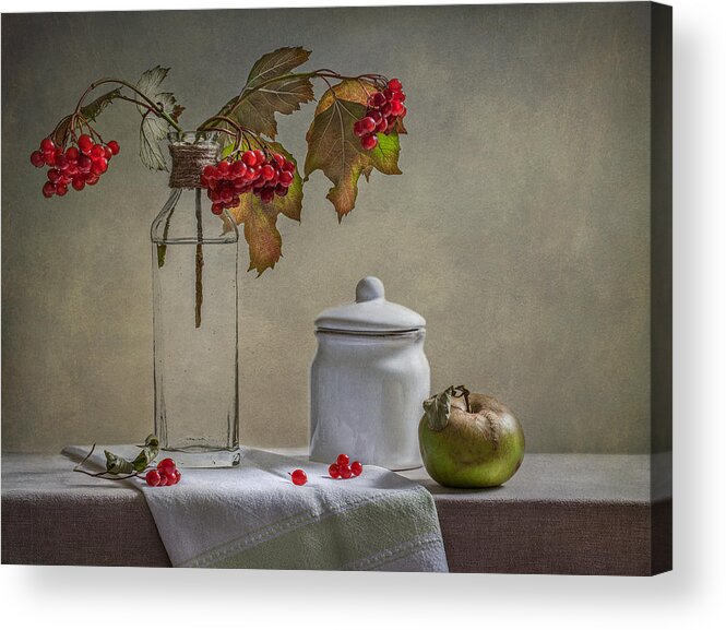 Classic Acrylic Print featuring the photograph Still Life With Small White Jar by Inna Karpova