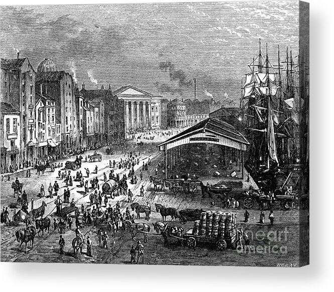 Engraving Acrylic Print featuring the drawing Strand Street, Liverpool, C1880.artist by Print Collector