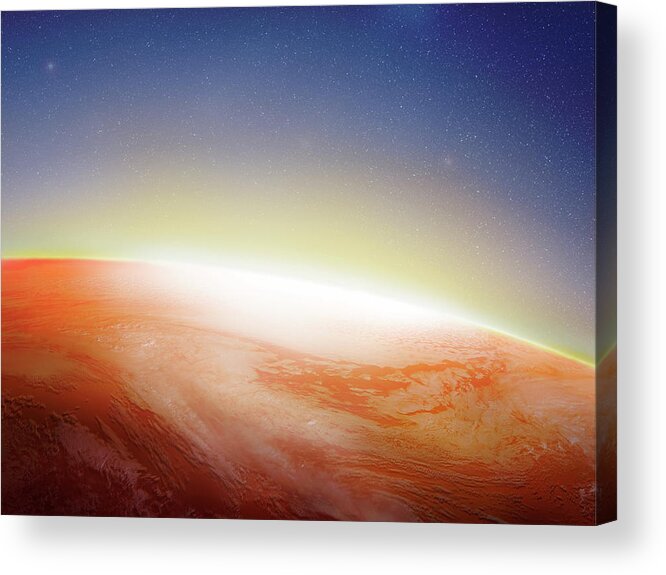 Globe Acrylic Print featuring the photograph Sunlight Behind The Earth, Computer by Vgl/amanaimagesrf