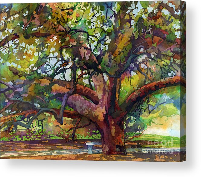 Oak Acrylic Print featuring the painting Sunlit Century Tree by Hailey E Herrera