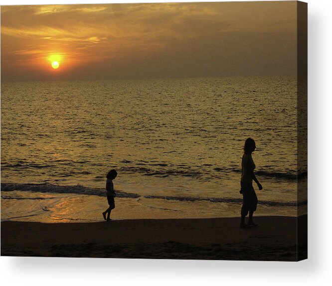 Water's Edge Acrylic Print featuring the photograph Sunset At Summer Sand by Arvind Manjunath Photography