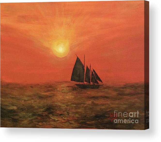 Sunset Acrylic Print featuring the painting Sunset Cruise by Aicy Karbstein