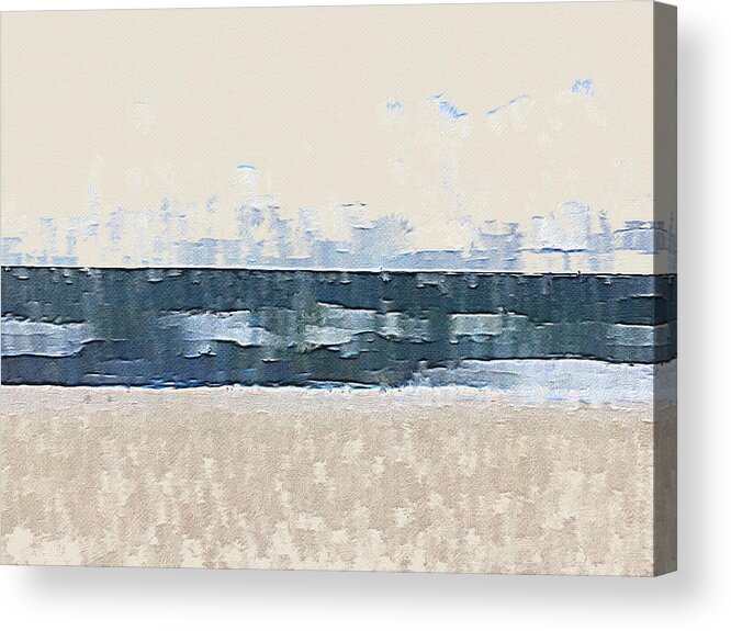 A Cubist Rendition Of The Beach At Falmouth Acrylic Print featuring the digital art The Beach at Falmouth 2 by Steve Glines