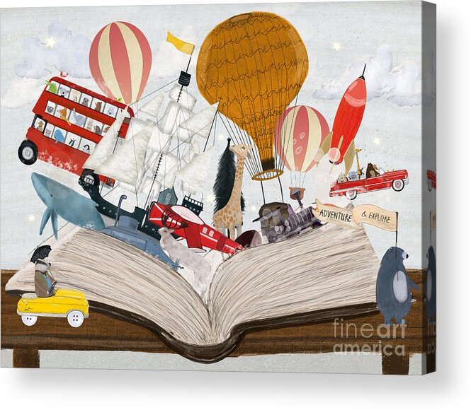 Nursery Art Acrylic Print featuring the painting The Big Magic Adventure Book by Bri Buckley