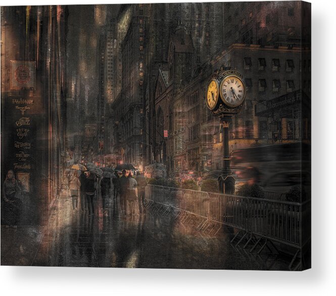Street Acrylic Print featuring the photograph The Clock by Anette Ohlendorf