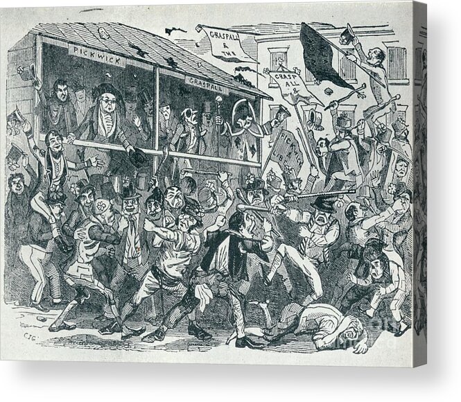 Engraving Acrylic Print featuring the drawing The Election At Eatanswill, C1836, 1925 by Print Collector