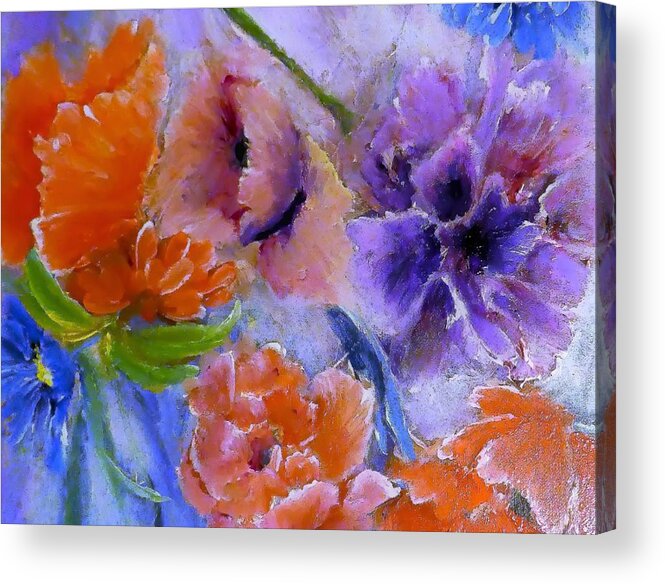 Holiday Acrylic Print featuring the painting The Holiday Floral Madness by Lisa Kaiser