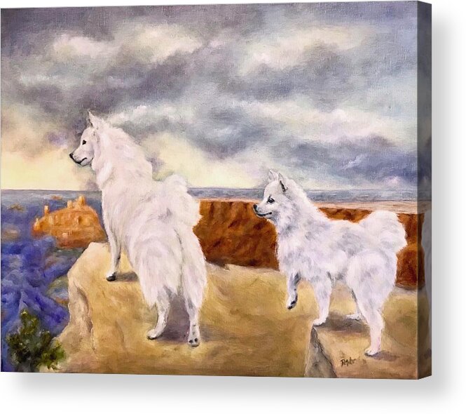 American Eskimo Dogs Acrylic Print featuring the painting The Journey by Dr Pat Gehr