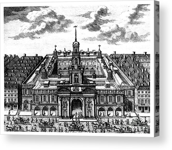 Engraving Acrylic Print featuring the drawing The Royal Exchange, London, Late 17th by Print Collector