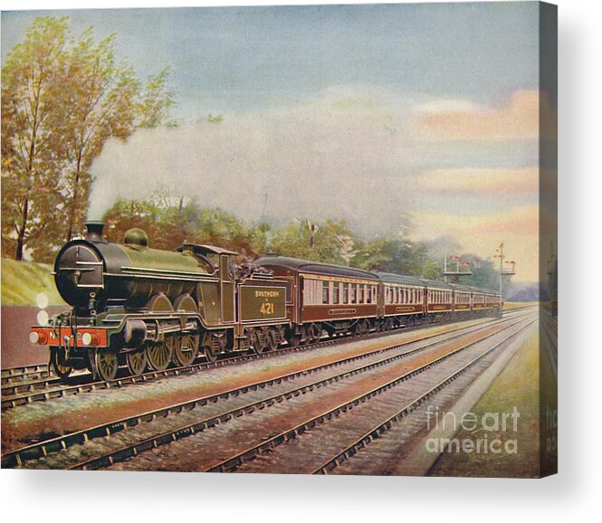 Passenger Train Acrylic Print featuring the drawing The Southern Belle Express by Print Collector