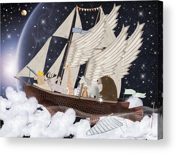 Nursery Art Acrylic Print featuring the painting The Star Seekers by Bri Buckley