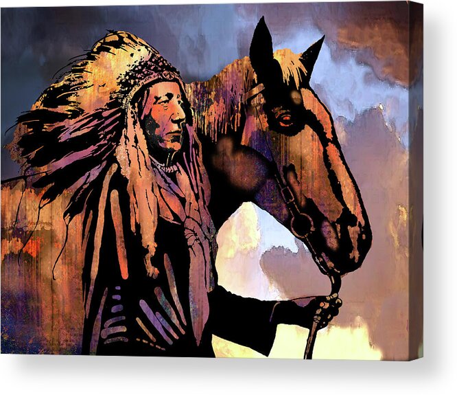 Native American Acrylic Print featuring the painting Two Warriors by Paul Sachtleben