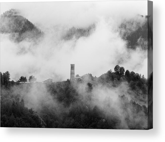 Fog Acrylic Print featuring the photograph Uncovering Ushguli by Drdanno