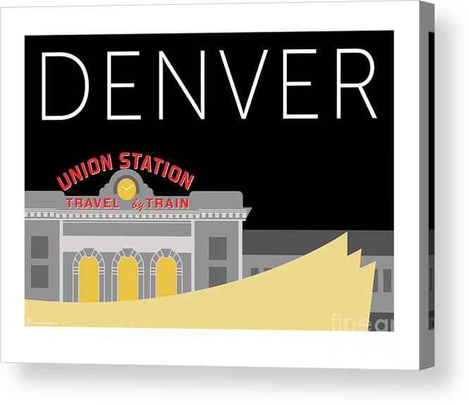 Denver Acrylic Print featuring the digital art Union Station Night by Sam Brennan