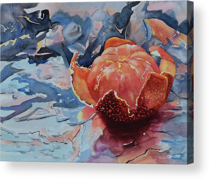 Tangerine Acrylic Print featuring the painting Unwrapped by Celene Terry
