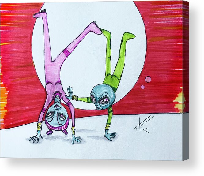 Alien Art Acrylic Print featuring the drawing Upsidedowntown by Similar Alien