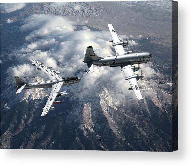 U.s. Air Force Acrylic Print featuring the digital art U.S. Air Force B-47E Stratojet and KC-97G by Erik Simonsen