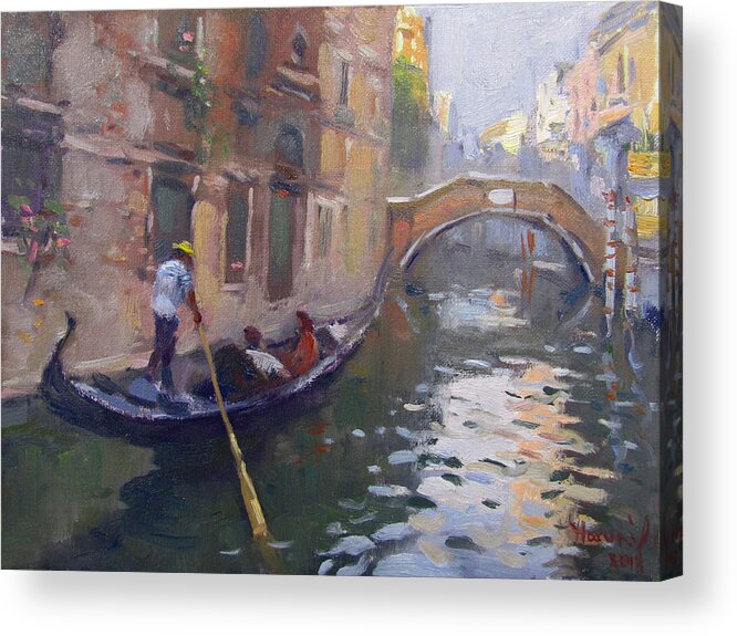 Venice Acrylic Print featuring the painting Venice by Ylli Haruni