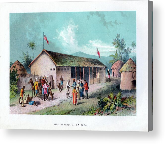 Engraving Acrylic Print featuring the drawing Visit Of Arabs At Kwirara, C1875 by Print Collector