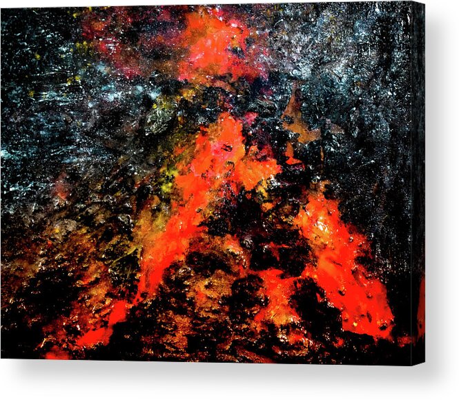 Volcano Acrylic Print featuring the mixed media Volcanic by Patsy Evans - Alchemist Artist