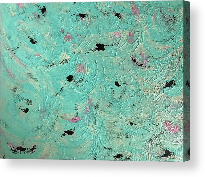 Game Water Sea Sun Turquoise Acrylic Print featuring the painting Water Game by Medge Jaspan