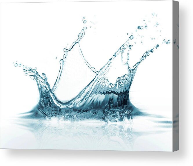 White Background Acrylic Print featuring the photograph Water Splash by Antonios Mitsopoulos