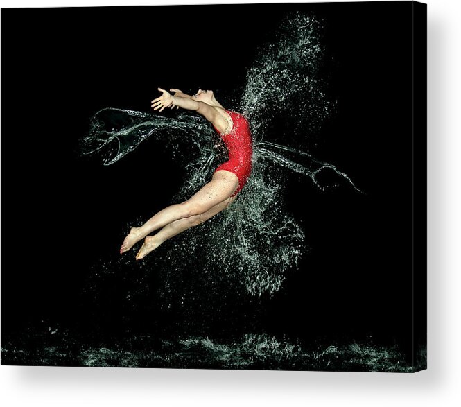 Swimmer Acrylic Print featuring the photograph Water Star Burst by Pauline Pentony Ma