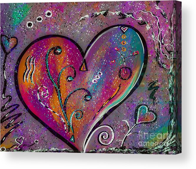 Whimsical Heart Acrylic Print featuring the digital art Whimsical Hearts Colorful Digital Painting by Laurie's Intuitive