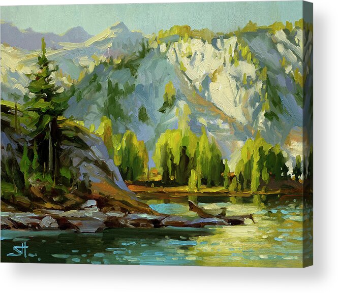 Wilderness Acrylic Print featuring the painting Wilderness Lake by Steve Henderson