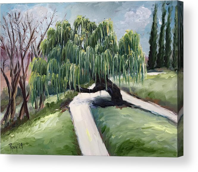 Willow Acrylic Print featuring the painting Willow in the Park by Roxy Rich