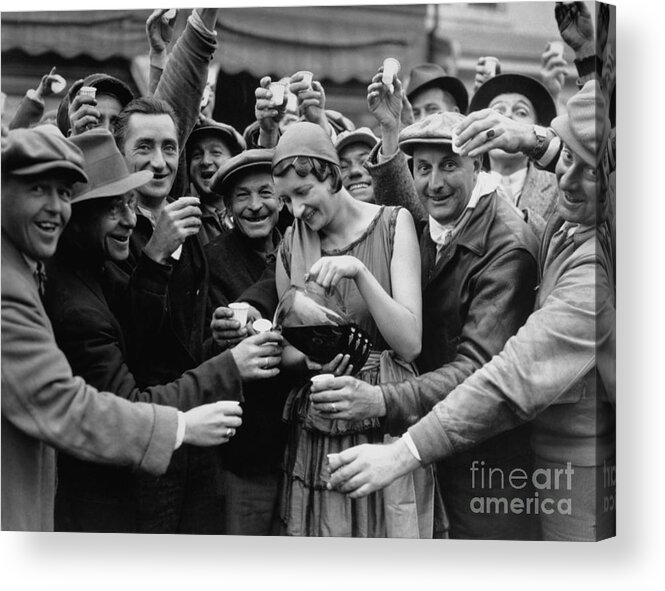 People Acrylic Print featuring the photograph Wine Drinkers Enjoying The Serving by Bettmann