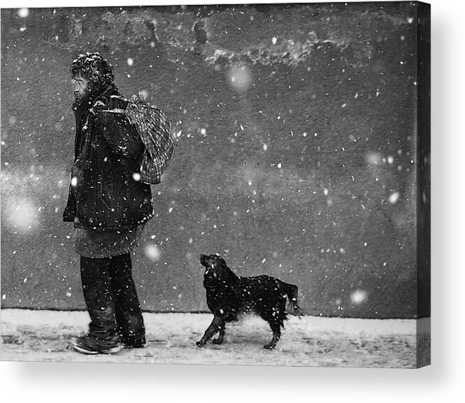 Winter Acrylic Print featuring the photograph Winter Passengers. The Guide by Nicoleta Gabor