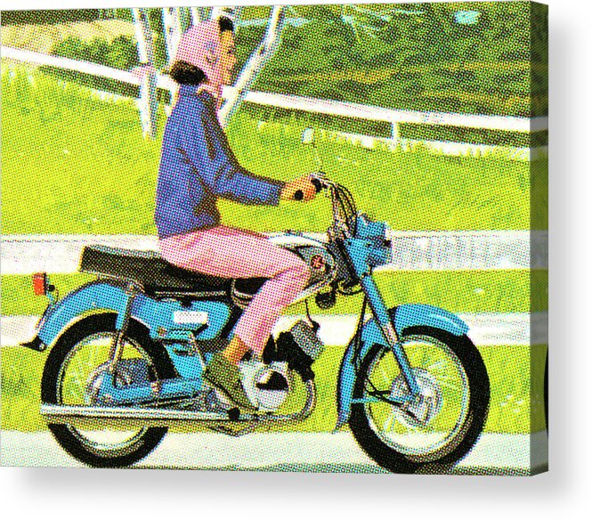 Adult Acrylic Print featuring the drawing Woman Riding a Motorcycle by CSA Images