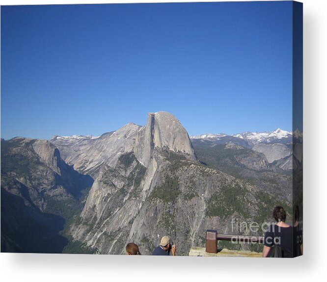 Yosemite Acrylic Print featuring the photograph Yosemite National Park Half Dome Rock Panoramic View by John Shiron