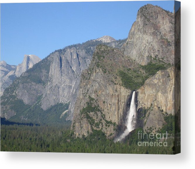 Yosemite Acrylic Print featuring the photograph Yosemite National Park Panorama Yosemite Valley Bridal Veil Falls Half Dome by John Shiron