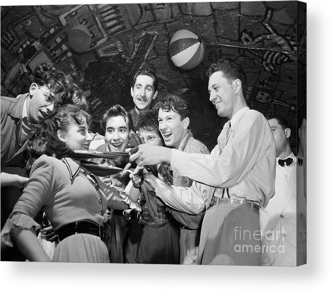Young Men Acrylic Print featuring the photograph Young Parisians In Underground Nightclub by Bettmann