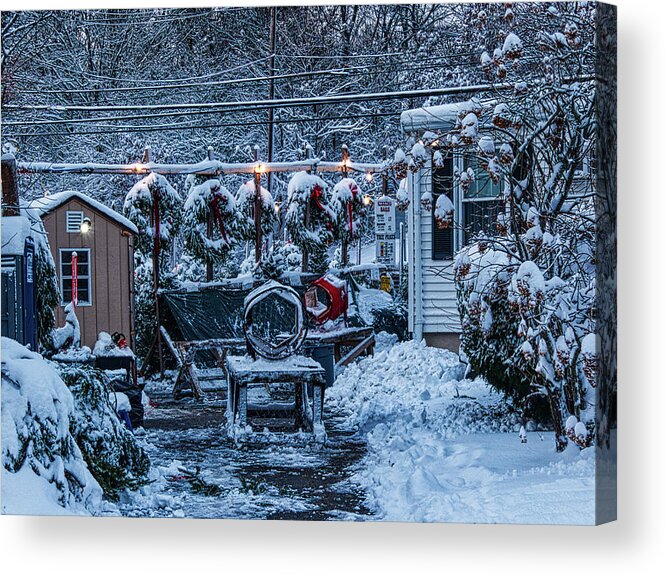 Snow Acrylic Print featuring the photograph Chrstmas Tree Lot #1 by Scott Hufford