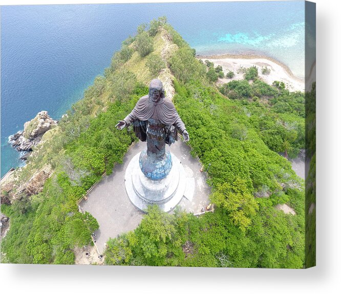 Travel Acrylic Print featuring the photograph Cristo Rei of Dili statue of Jesus by Brthrjhn2099