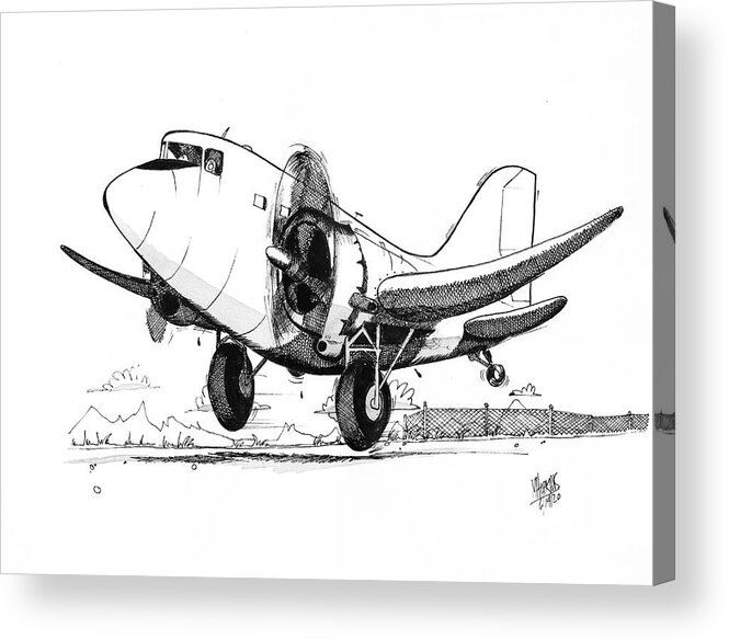 Douglass Acrylic Print featuring the drawing Dc-3 by Michael Hopkins