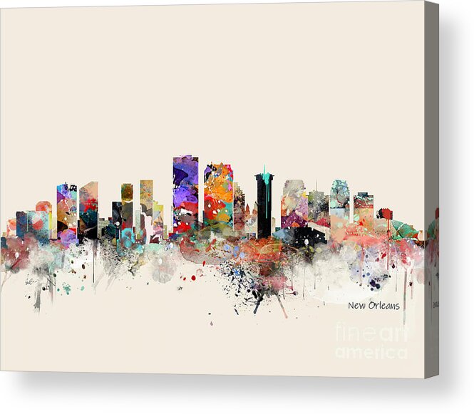 New Orleans Acrylic Print featuring the painting New Orleans Skyline #1 by Bri Buckley