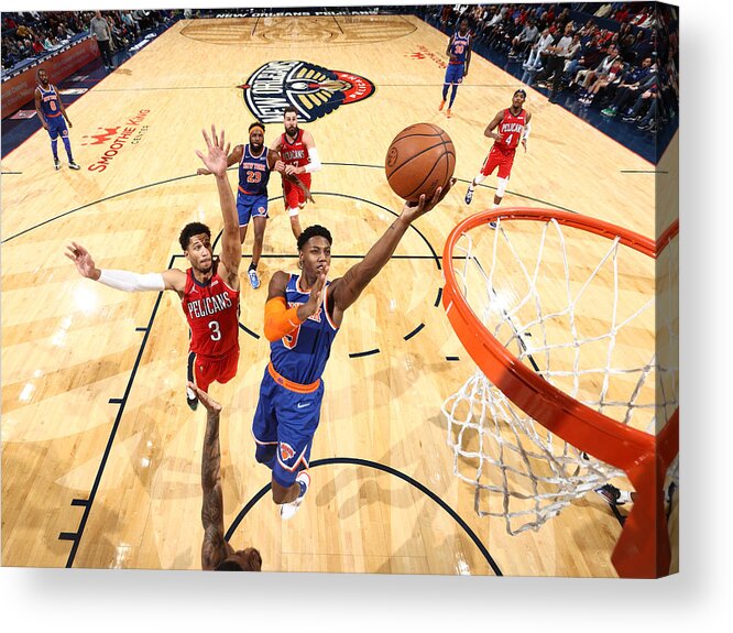 Smoothie King Center Acrylic Print featuring the photograph New York Knicks v New Orleans Pelicans by Ned Dishman