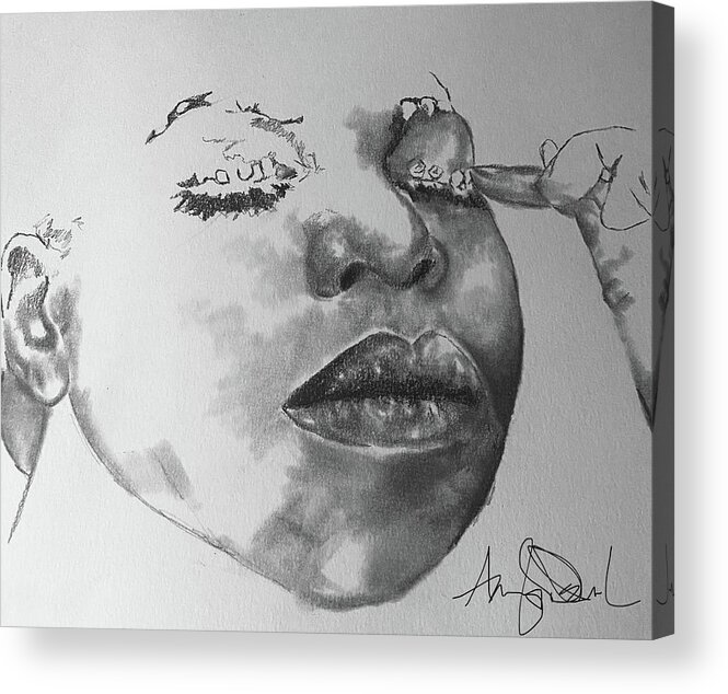  Acrylic Print featuring the drawing Nina by Angie ONeal
