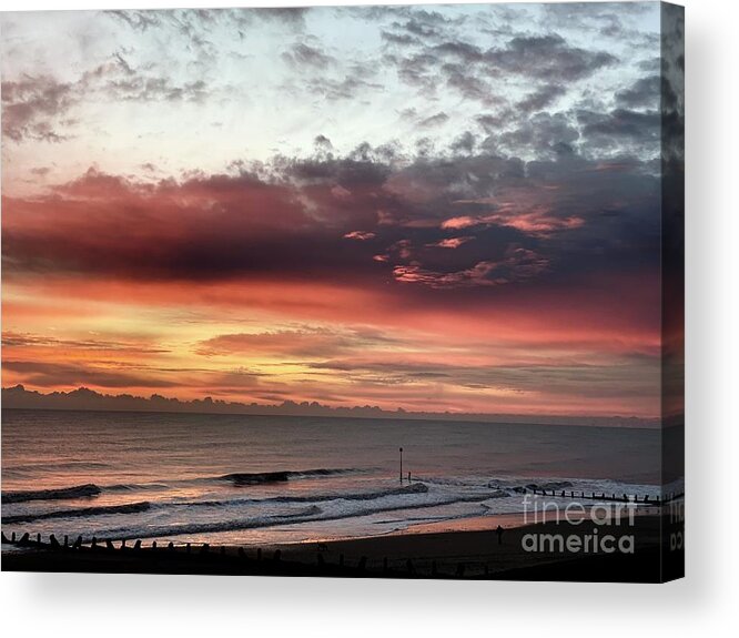 Withernsea Beach Sunrise Yorkshire Morning Coastal Nautical Seaside Acrylic Print featuring the photograph Sunrise #1 by Wendy Dunn
