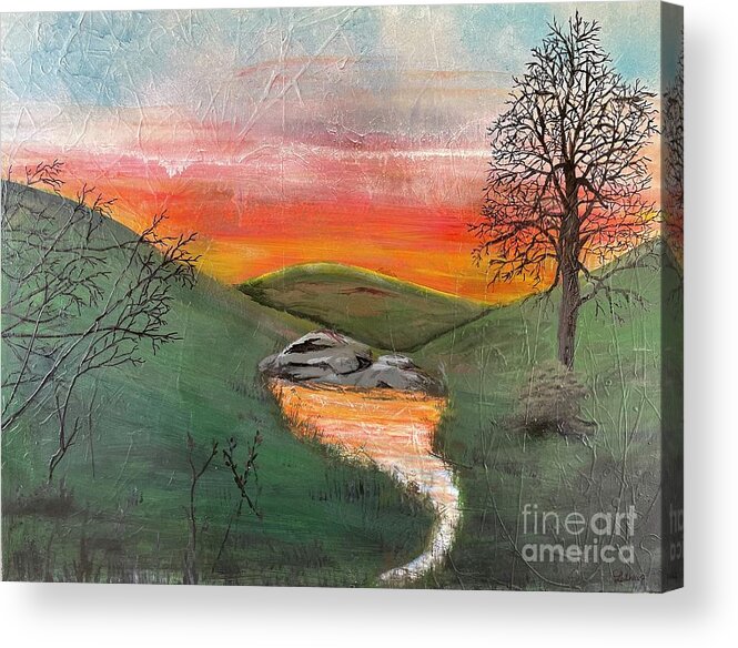 Sunset Acrylic Print featuring the painting Sunset #1 by Christine Lathrop