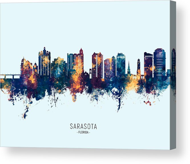 Sarasota Acrylic Print featuring the digital art Sarasota Florida Skyline #10 by Michael Tompsett
