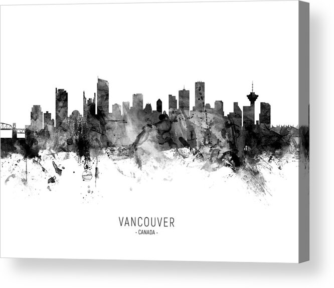 Vancouver Acrylic Print featuring the digital art Vancouver Canada Skyline #13 by Michael Tompsett
