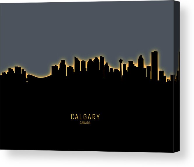 Calgary Acrylic Print featuring the digital art Calgary Canada Skyline #14 by Michael Tompsett
