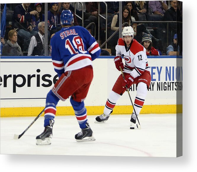 Marc Staal Acrylic Print featuring the photograph Carolina Hurricanes v New York Rangers #15 by Bruce Bennett